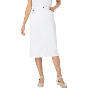 Woman Within Plus Size Stretch Denim Five-Pocket Jeans Skirt(White)