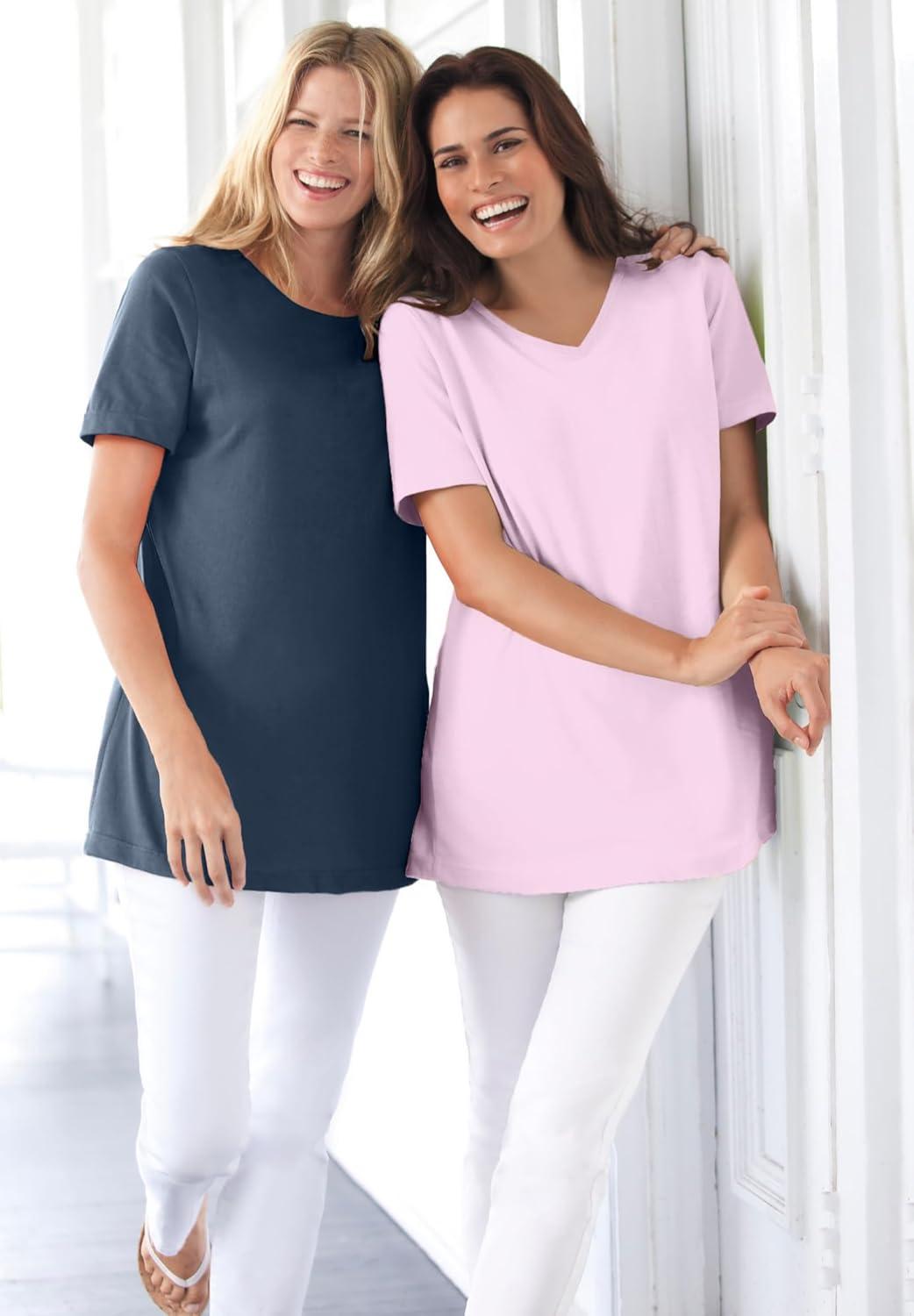image:imageWoman Within Plus Size Perfect ShortSleeve VNeck Tee Petite AvailableBlack