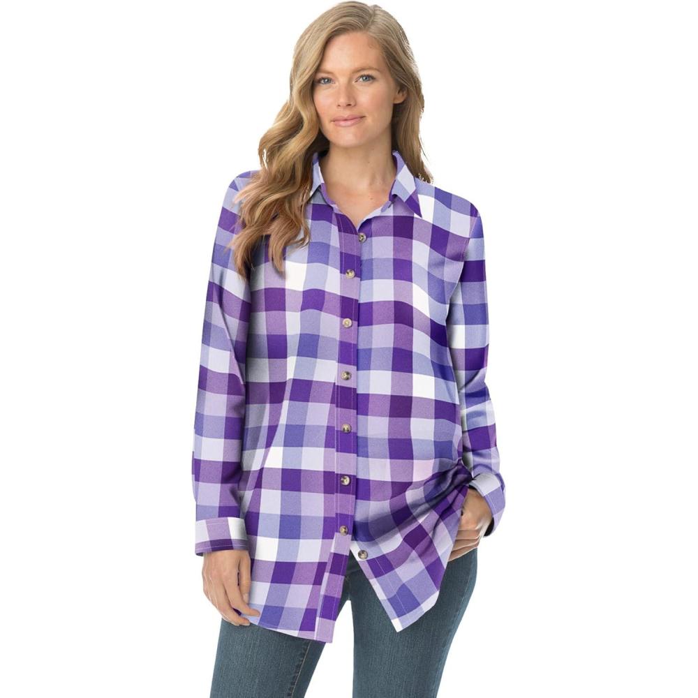 image:imageWoman Within Plus Size Classic Flannel ShirtPurple Plaid