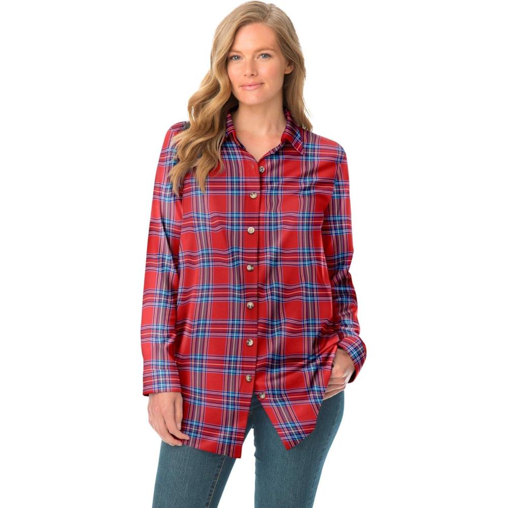 image:imageWoman Within Plus Size Classic Flannel ShirtRed Fun Plaid