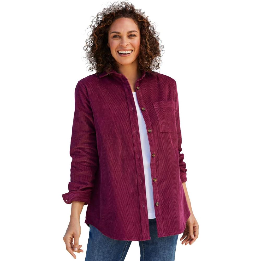 image:imageWoman Within Plus Size Corduroy ShirtDeep Claret
