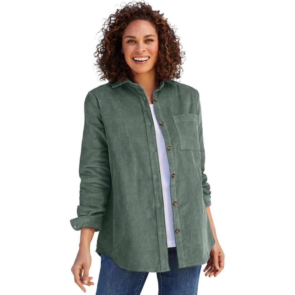 image:imageWoman Within Plus Size Corduroy ShirtPine