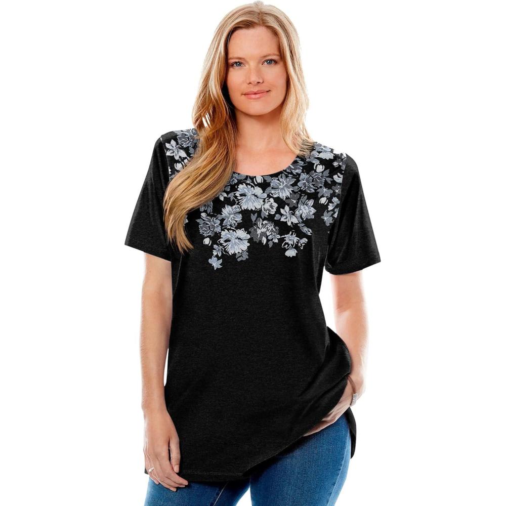 image:imageWoman Within Plus Size Graphic TeeBlack Mixed Bouquet