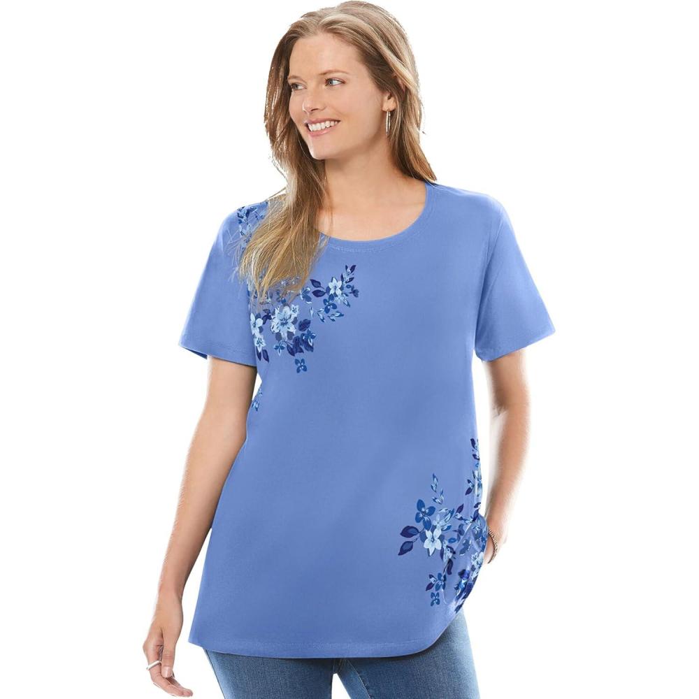 image:imageWoman Within Plus Size Graphic TeeFrench Blue Lotus