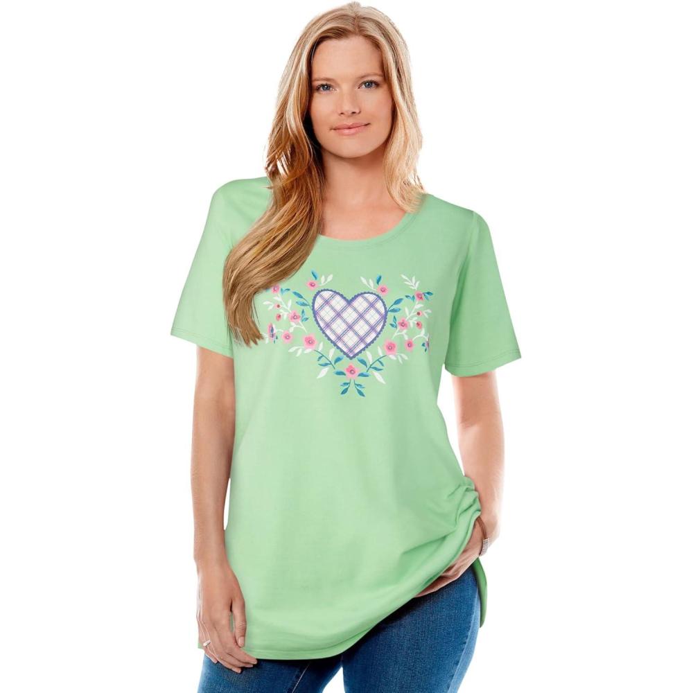 image:imageWoman Within Plus Size Graphic TeePistachio Heart Placement