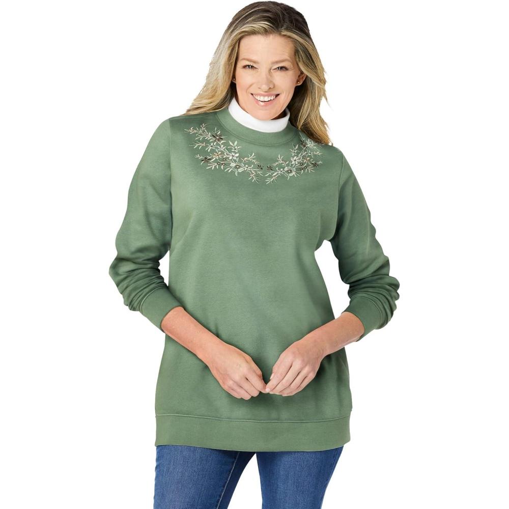 image:imageWoman Within Plus Size LayeredLook SweatshirtPine Trellis Placement