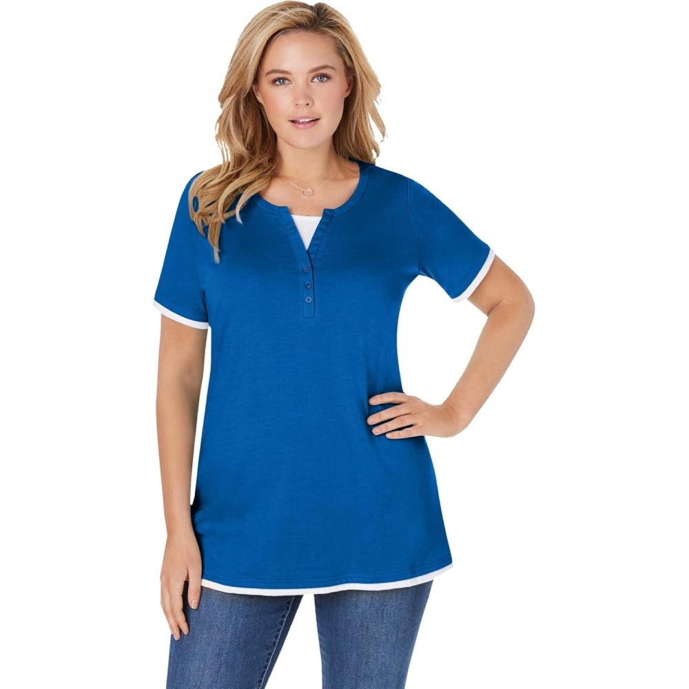 image:imageWoman Within Plus Size LayeredLook TeeBright Cobalt
