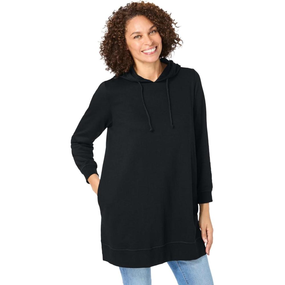 image:imageWoman Within Plus Size LongerLength Hoodie SweatshirtBlack