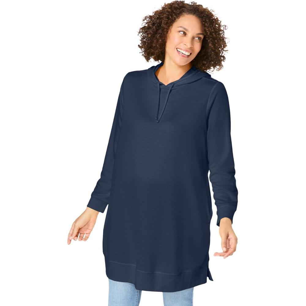 image:imageWoman Within Plus Size LongerLength Hoodie SweatshirtNavy