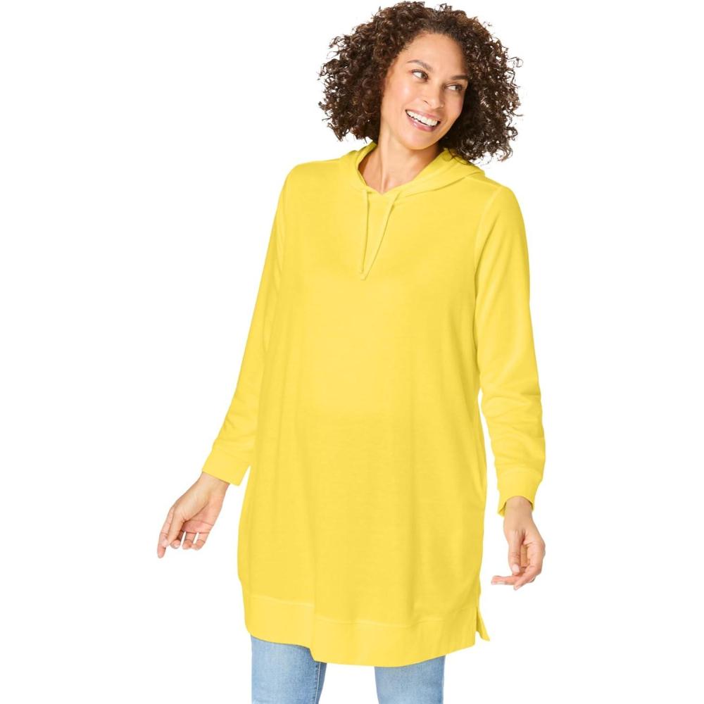 image:imageWoman Within Plus Size LongerLength Hoodie SweatshirtPrimrose Yellow