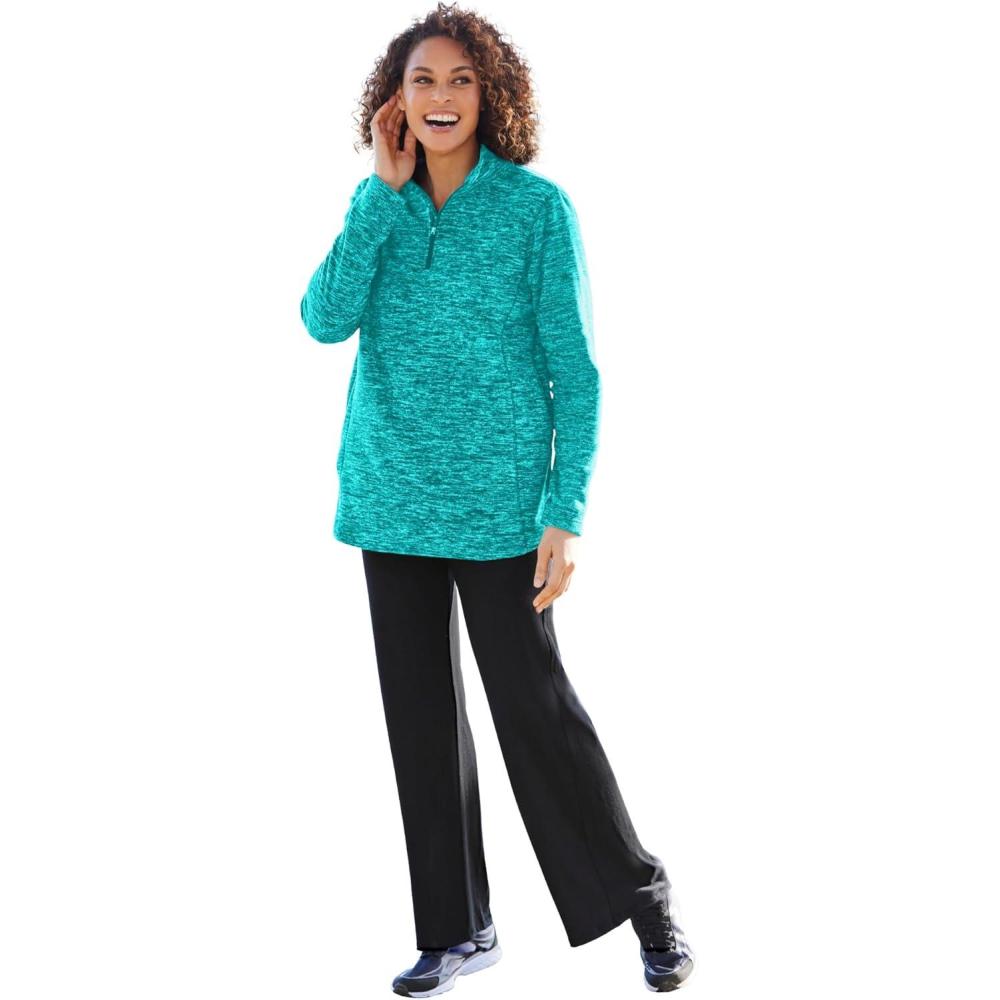 image:imageWoman Within Plus Size Microfleece QuarterZip PulloverSeafoam Marled