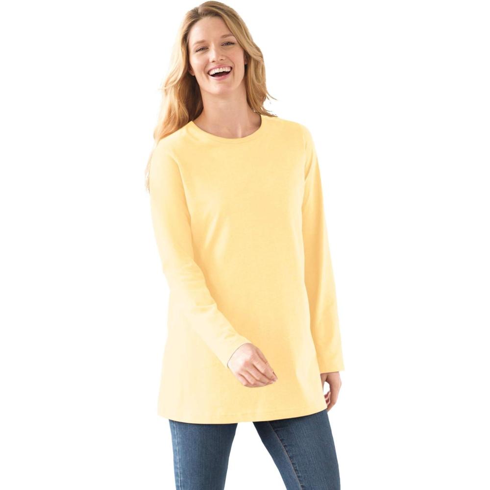 image:imageWoman Within Plus Size Perfect LongSleeve Crewneck Tee Petite AvailableBanana