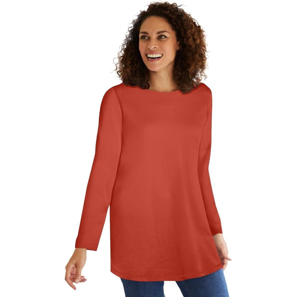 image:imageWoman Within Plus Size Perfect LongSleeve Crewneck TunicBurnt Red