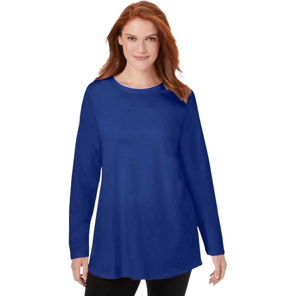 image:imageWoman Within Plus Size Perfect LongSleeve Crewneck TunicUltra Blue