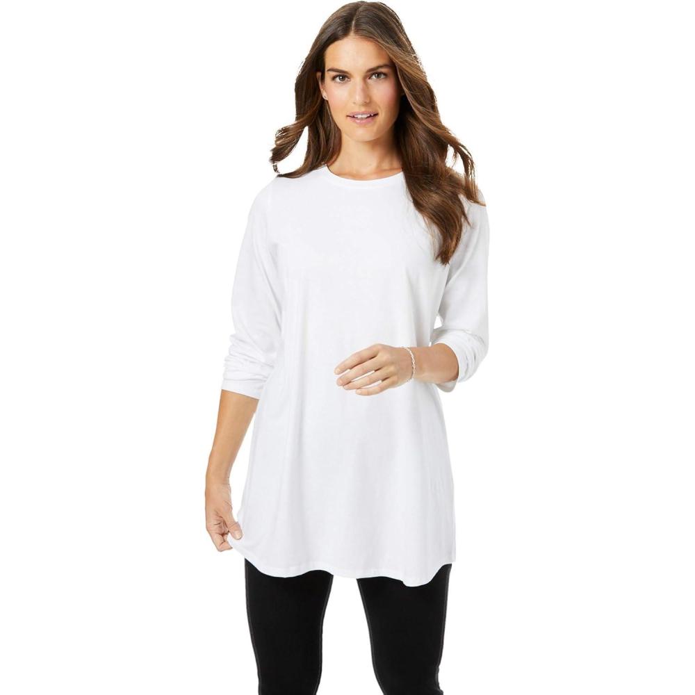 image:imageWoman Within Plus Size Perfect LongSleeve Crewneck TunicWhite