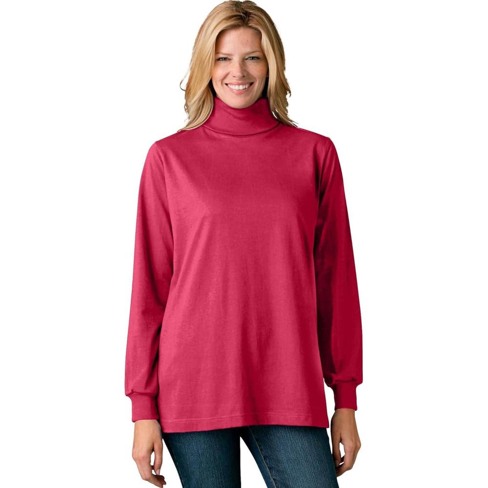 image:imageWoman Within Plus Size Perfect LongSleeve Turtleneck Tee Petite AvailableClassic Red