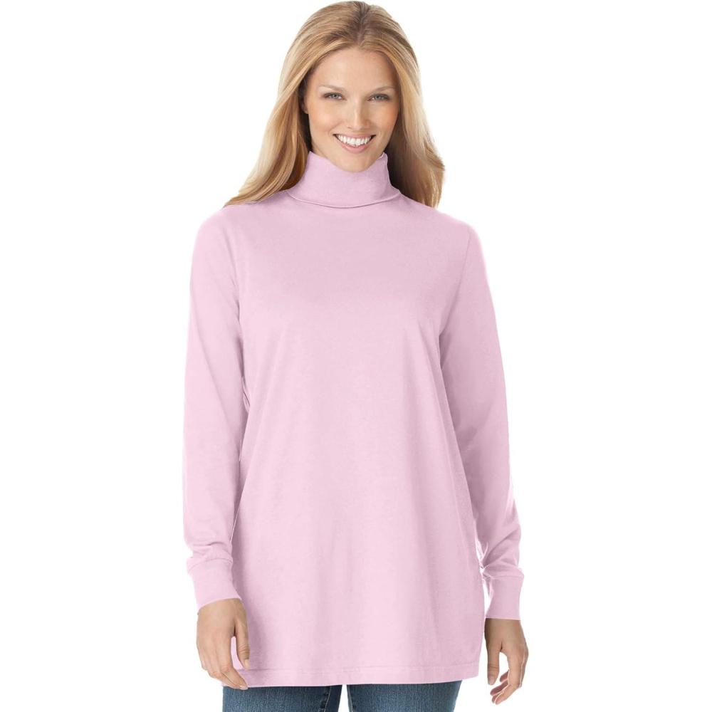 image:imageWoman Within Plus Size Perfect LongSleeve Turtleneck Tee Petite AvailablePink
