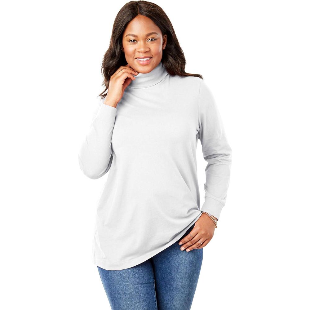 image:imageWoman Within Plus Size Perfect LongSleeve Turtleneck Tee Petite AvailableWhite