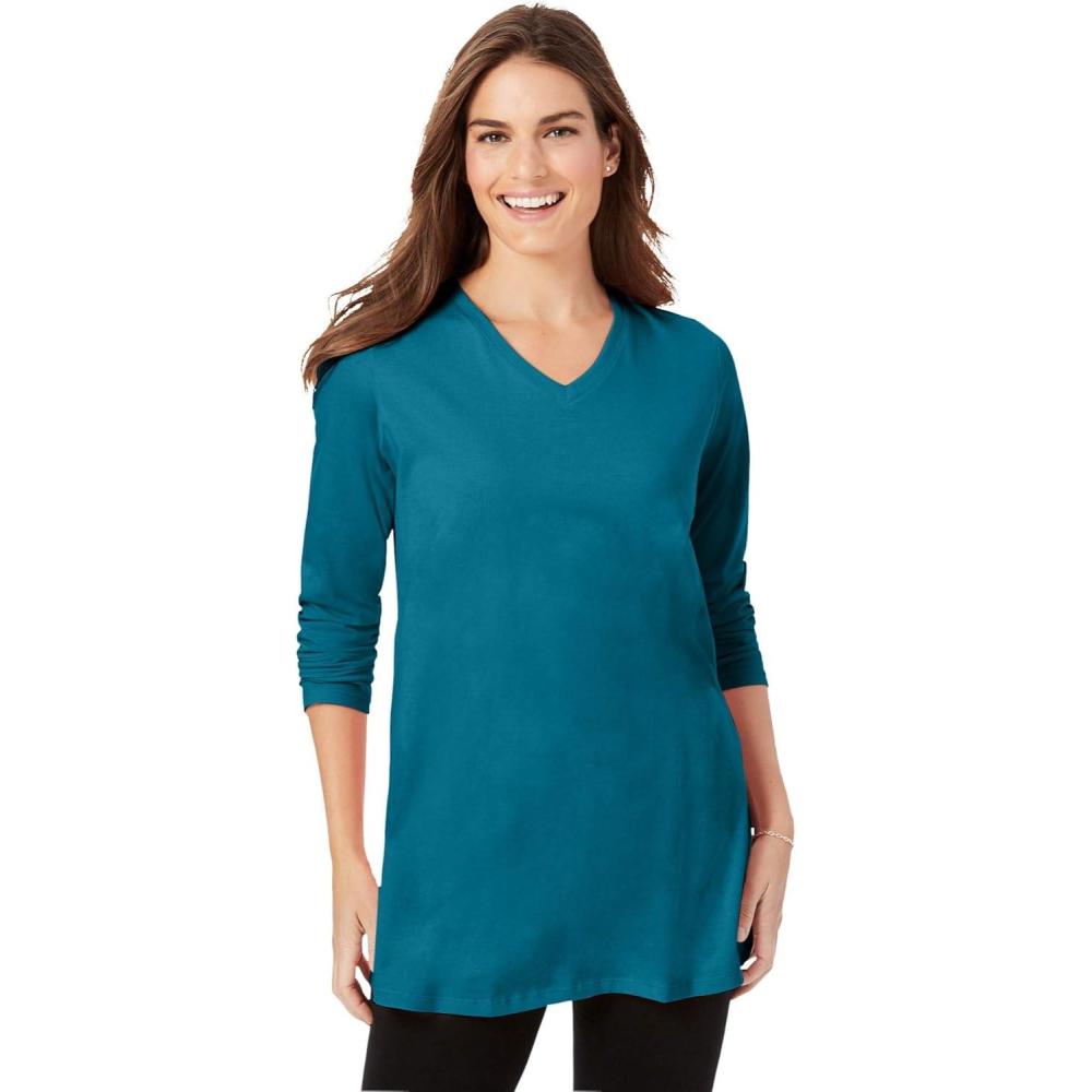 image:imageWoman Within Plus Size Perfect LongSleeve VNeck TunicDeep Teal