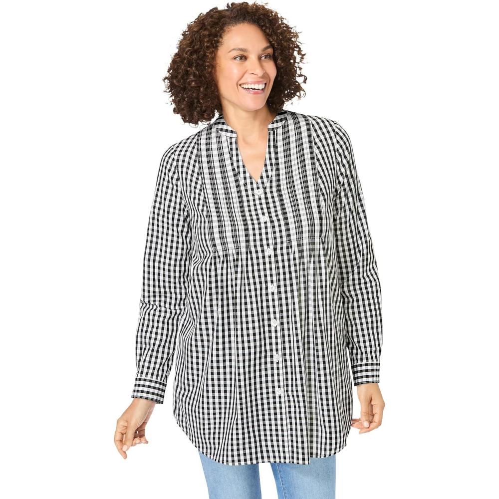 image:imageWoman Within Plus Size Perfect Pintuck TunicBlack Gingham