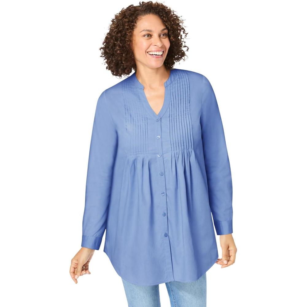 image:imageWoman Within Plus Size Perfect Pintuck TunicFrench Blue