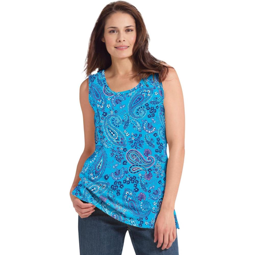 image:imageWoman Within Plus Size Perfect Printed Scoopneck TankPretty Turquoise Paisley