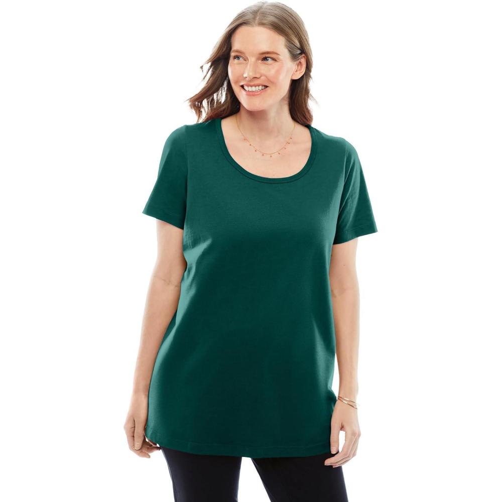 image:imageWoman Within Plus Size Perfect ShortSleeve Scoopneck TeeEmerald Green