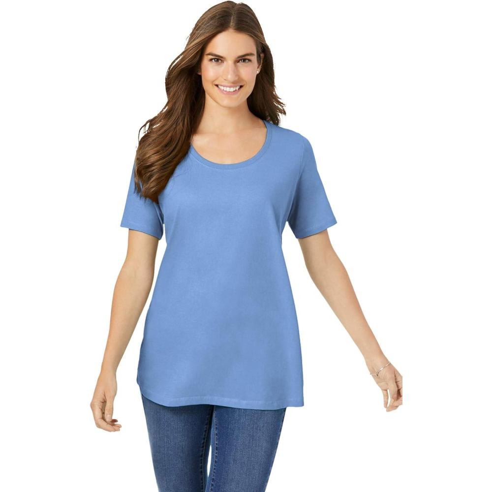 image:imageWoman Within Plus Size Perfect ShortSleeve Scoopneck TeeFrench Blue