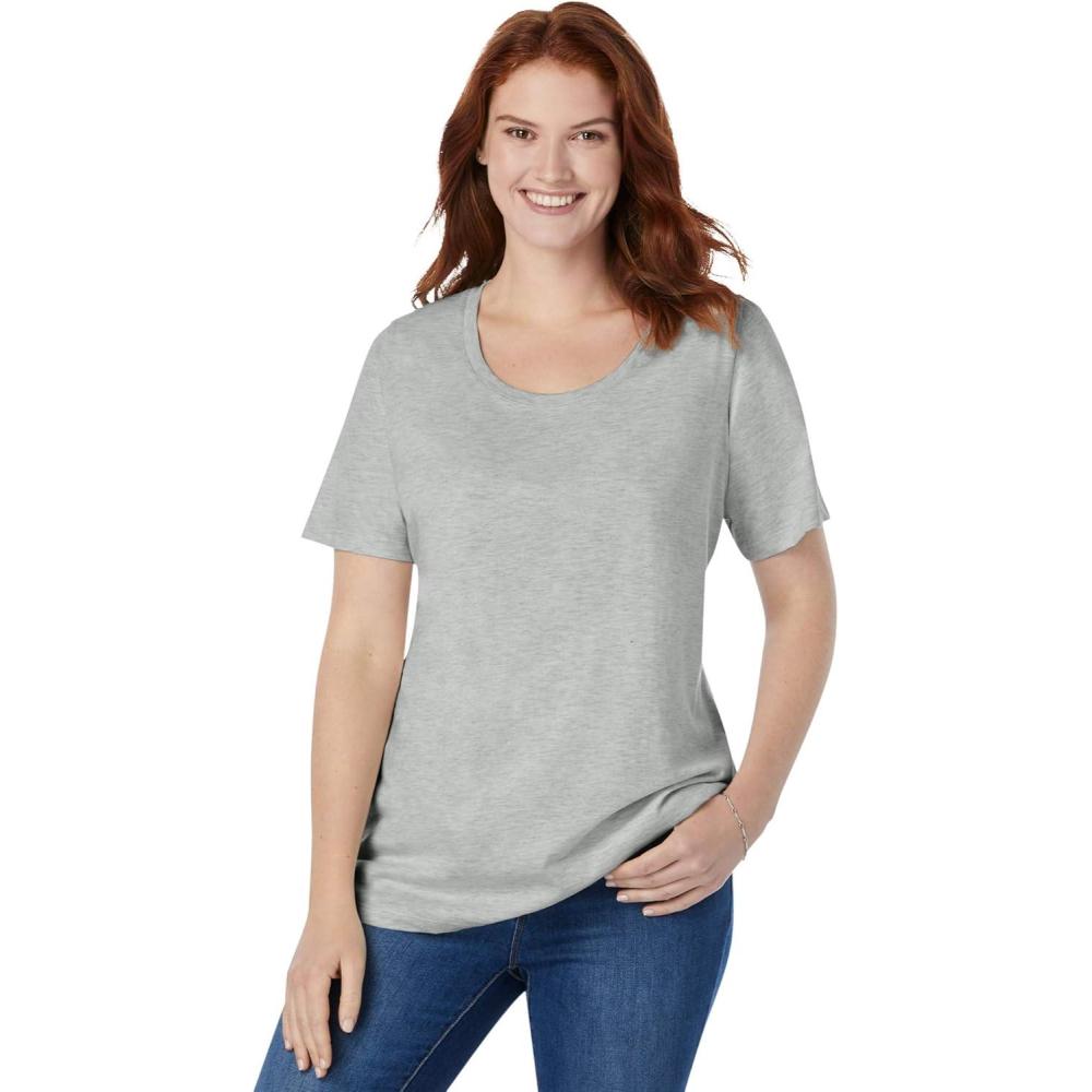 image:imageWoman Within Plus Size Perfect ShortSleeve Scoopneck TeeHeather Grey