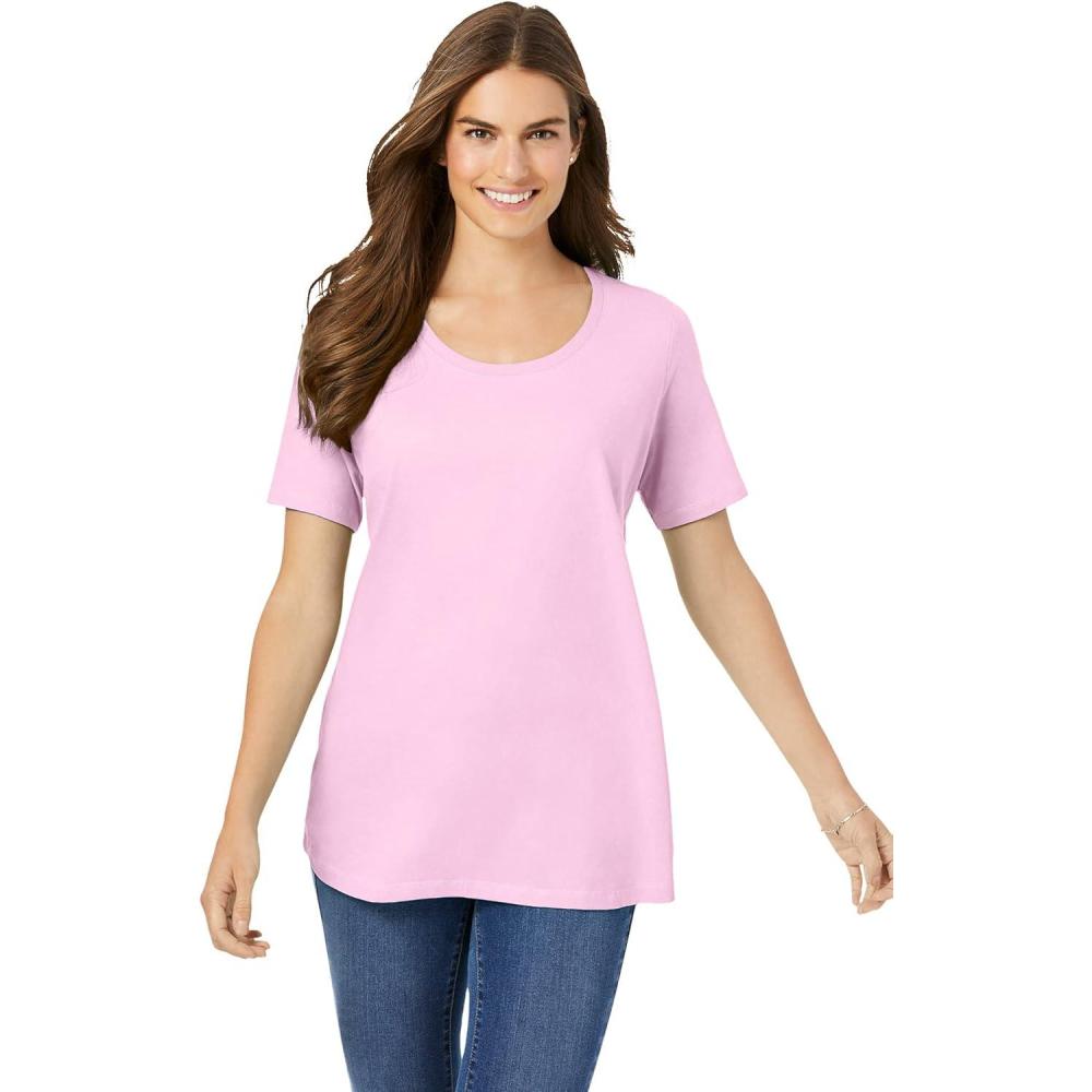 image:imageWoman Within Plus Size Perfect ShortSleeve Scoopneck TeePink