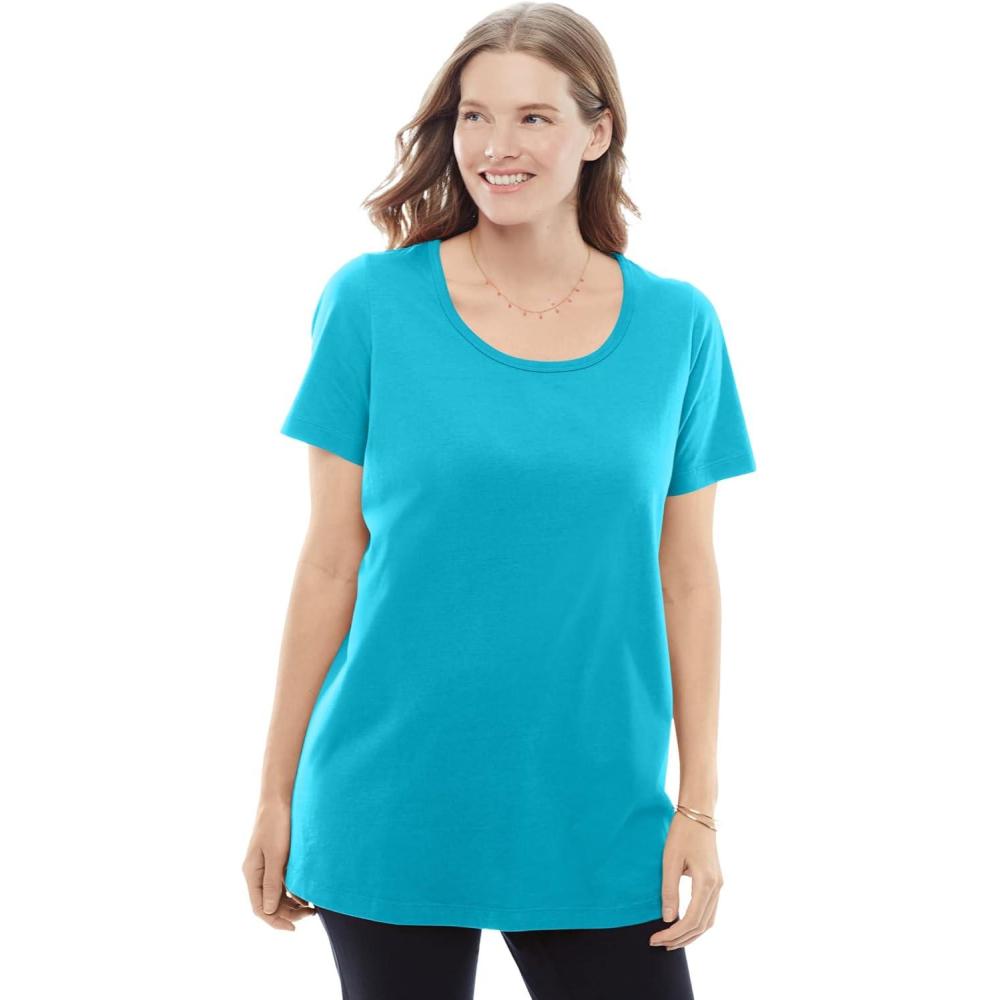 image:imageWoman Within Plus Size Perfect ShortSleeve Scoopneck TeePretty Turquoise