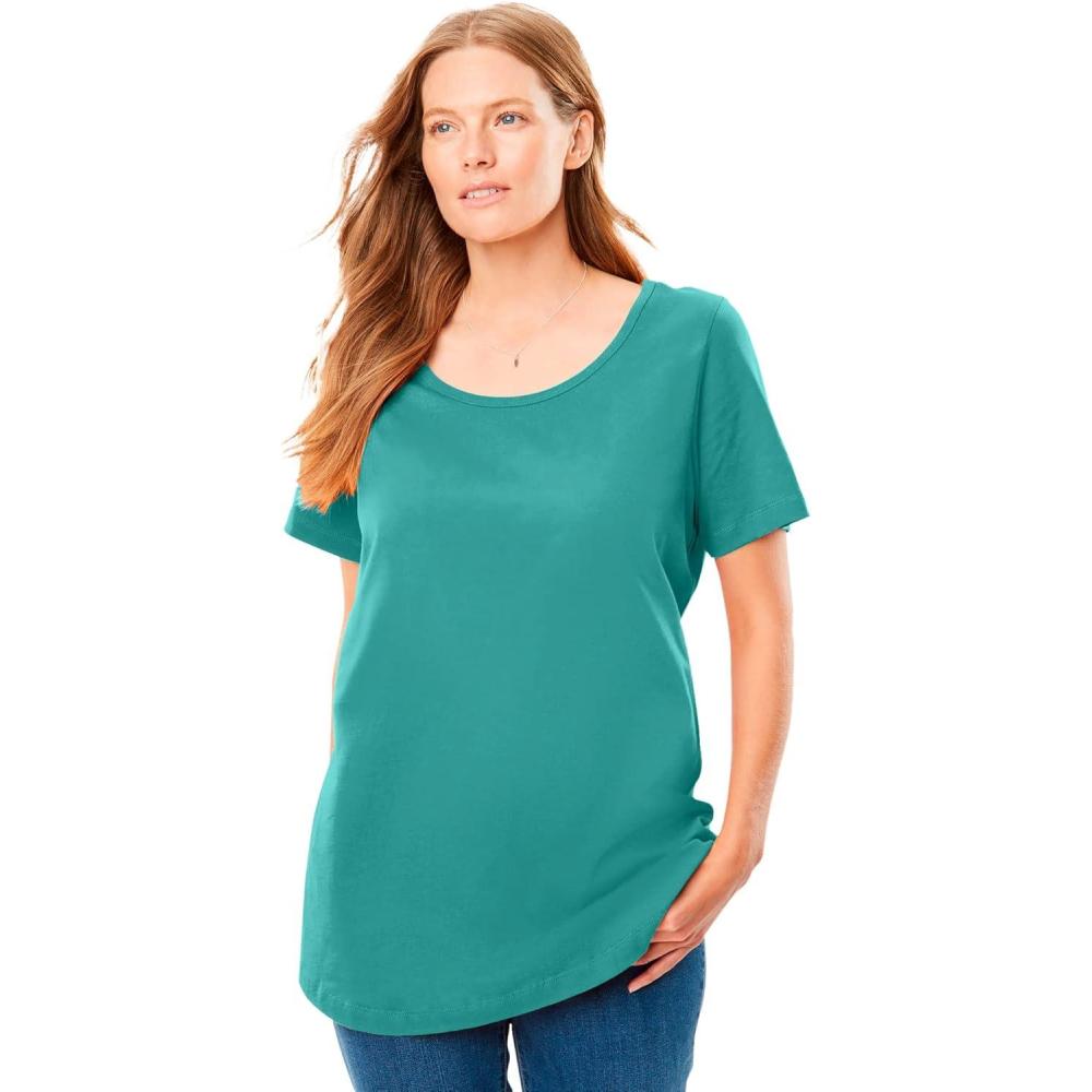 image:imageWoman Within Plus Size Perfect ShortSleeve Scoopneck TeeWaterfall