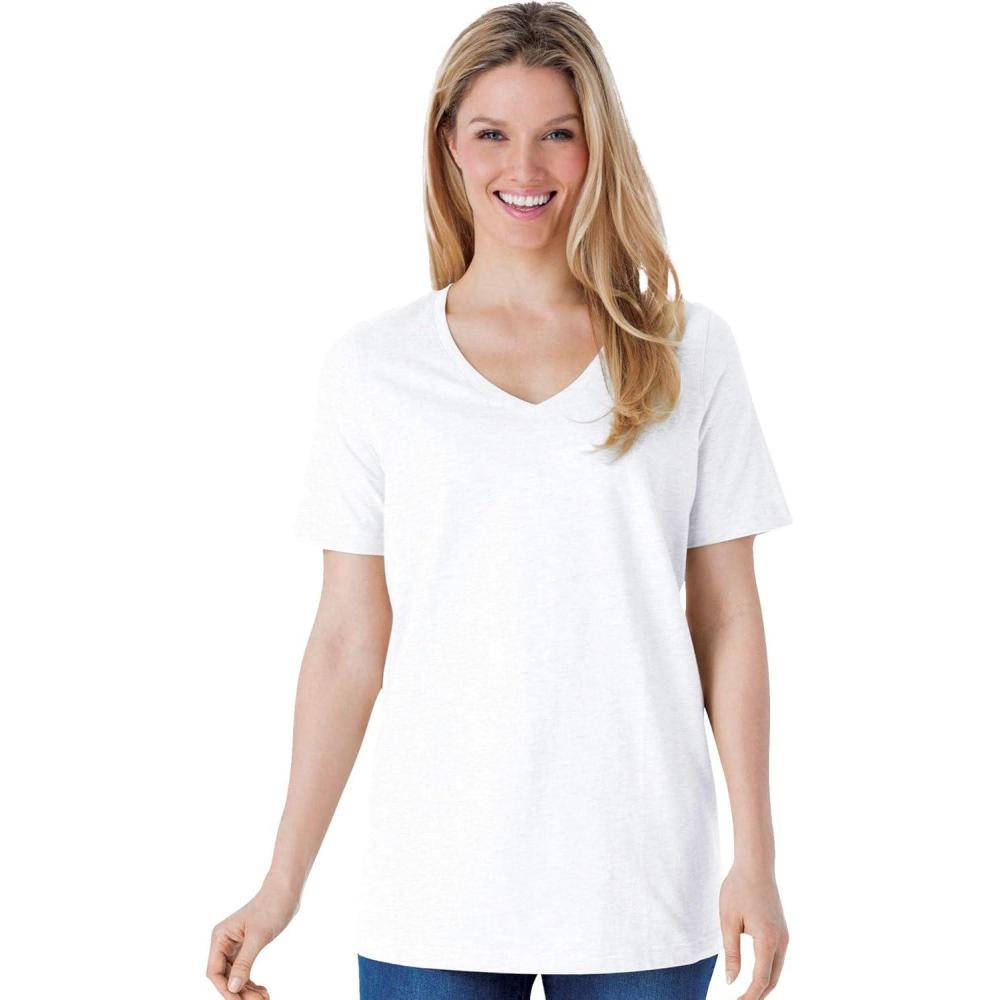 image:imageWoman Within Plus Size Perfect ShortSleeve VNeck Tee Petite AvailableWhite
