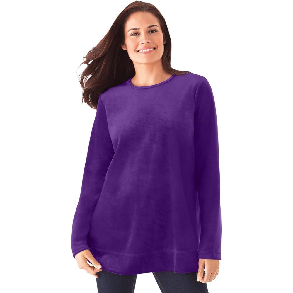 image:imageWoman Within Plus Size Plush Velour Tunic SweatshirtRadiant Purple