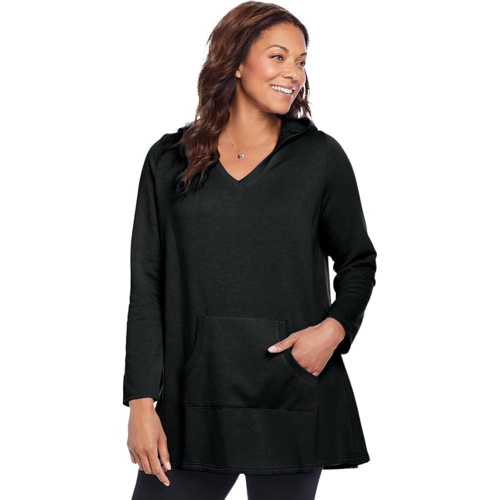 image:imageWoman Within Plus Size Pocket Hoodie SweatshirtBlack
