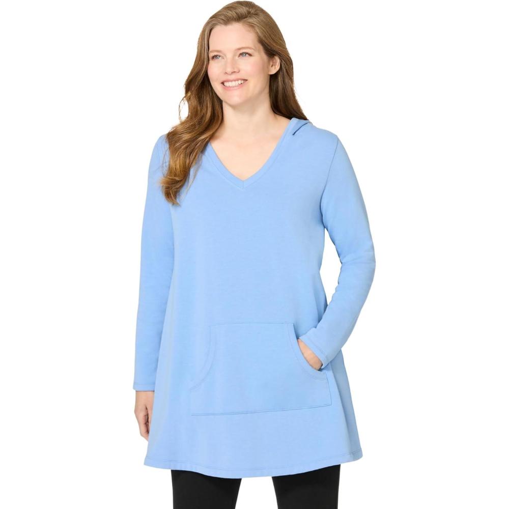 image:imageWoman Within Plus Size Pocket Hoodie SweatshirtFrench Blue