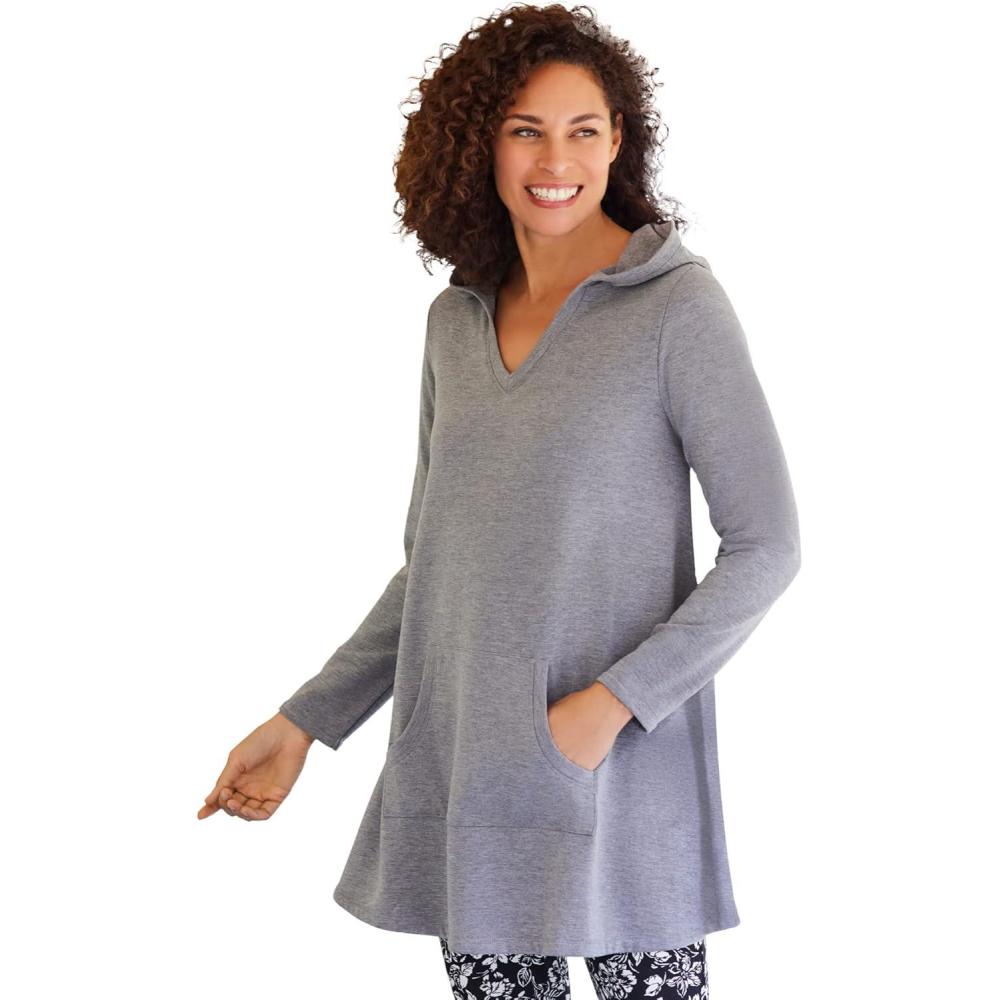 image:imageWoman Within Plus Size Pocket Hoodie SweatshirtMedium Heather Grey