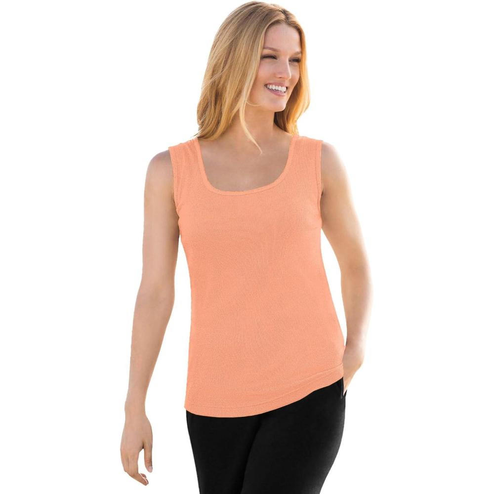 image:imageWoman Within Plus Size Rib Knit TankOrange Melon