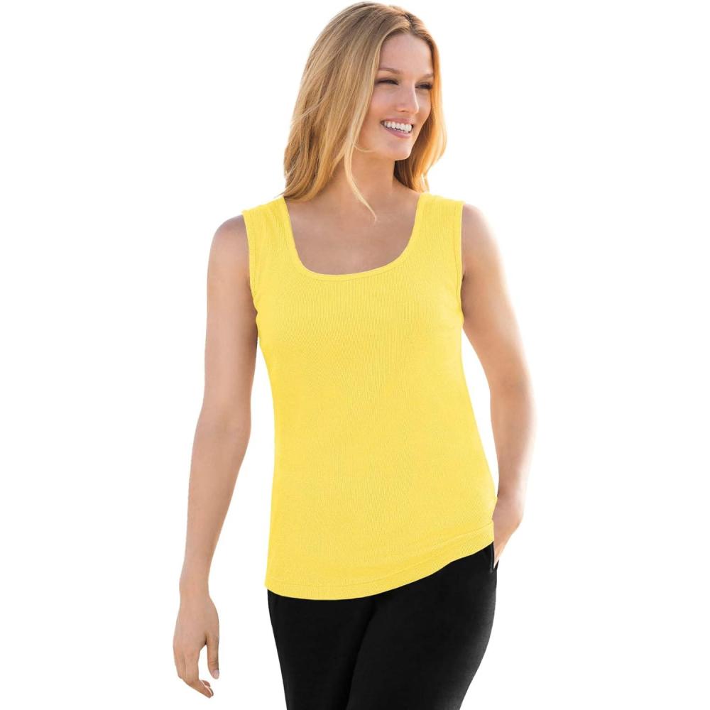 image:imageWoman Within Plus Size Rib Knit TankPrimrose Yellow
