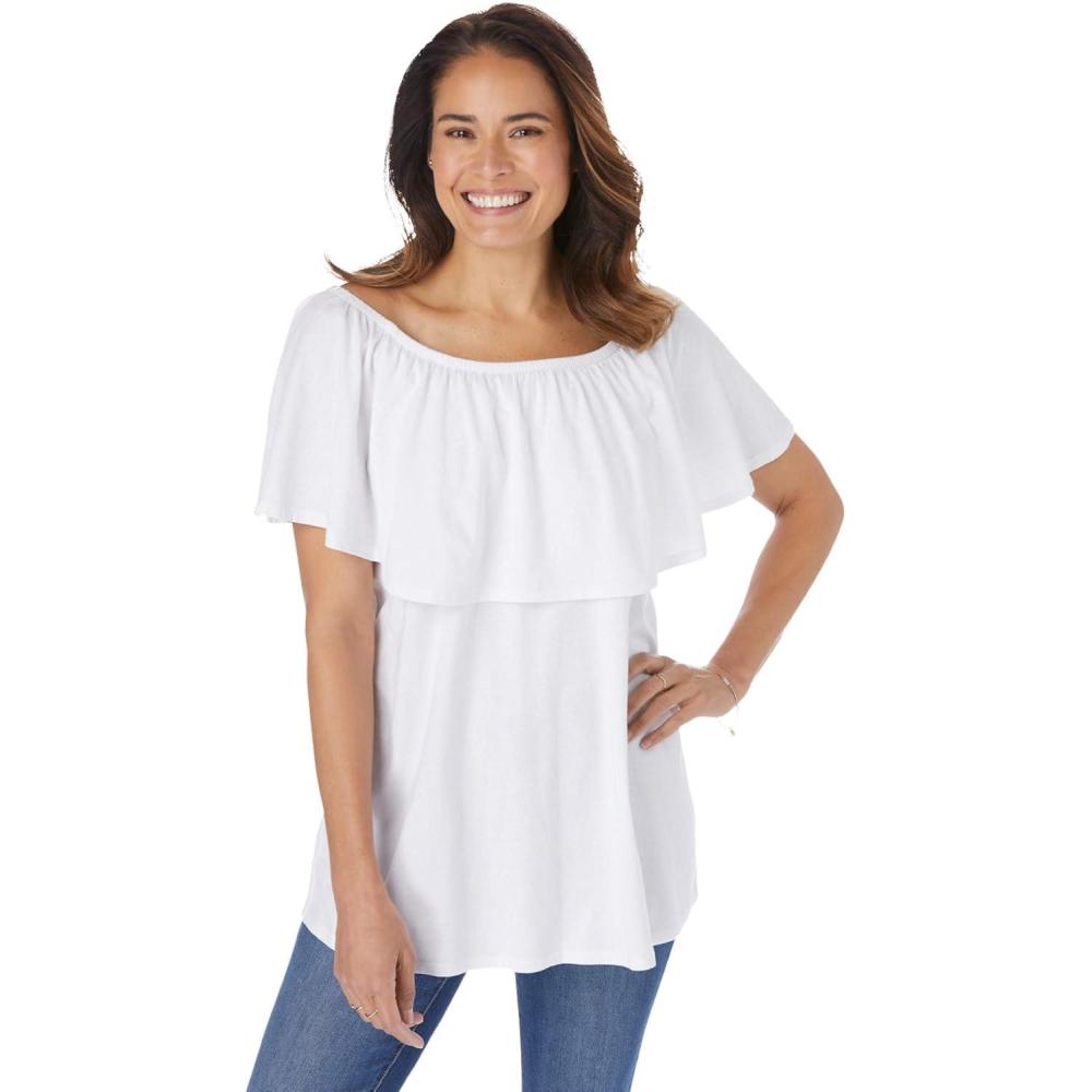 image:imageWoman Within Plus Size Ruffle TeeWhite