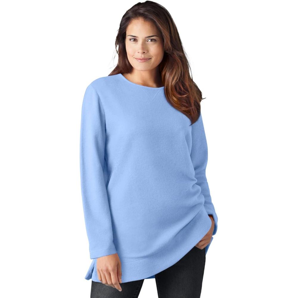 image:imageWoman Within Plus Size Sherpa SweatshirtFrench Blue