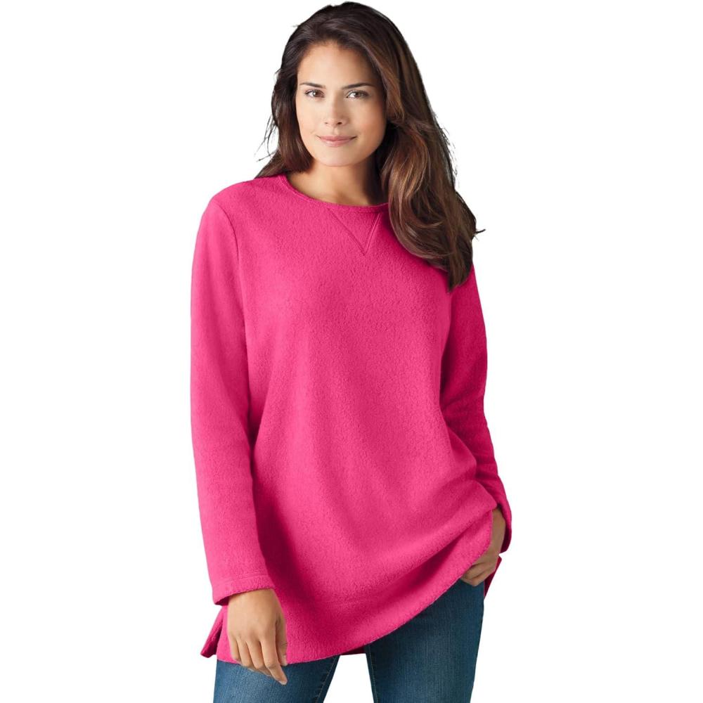 image:imageWoman Within Plus Size Sherpa SweatshirtRaspberry Sorbet