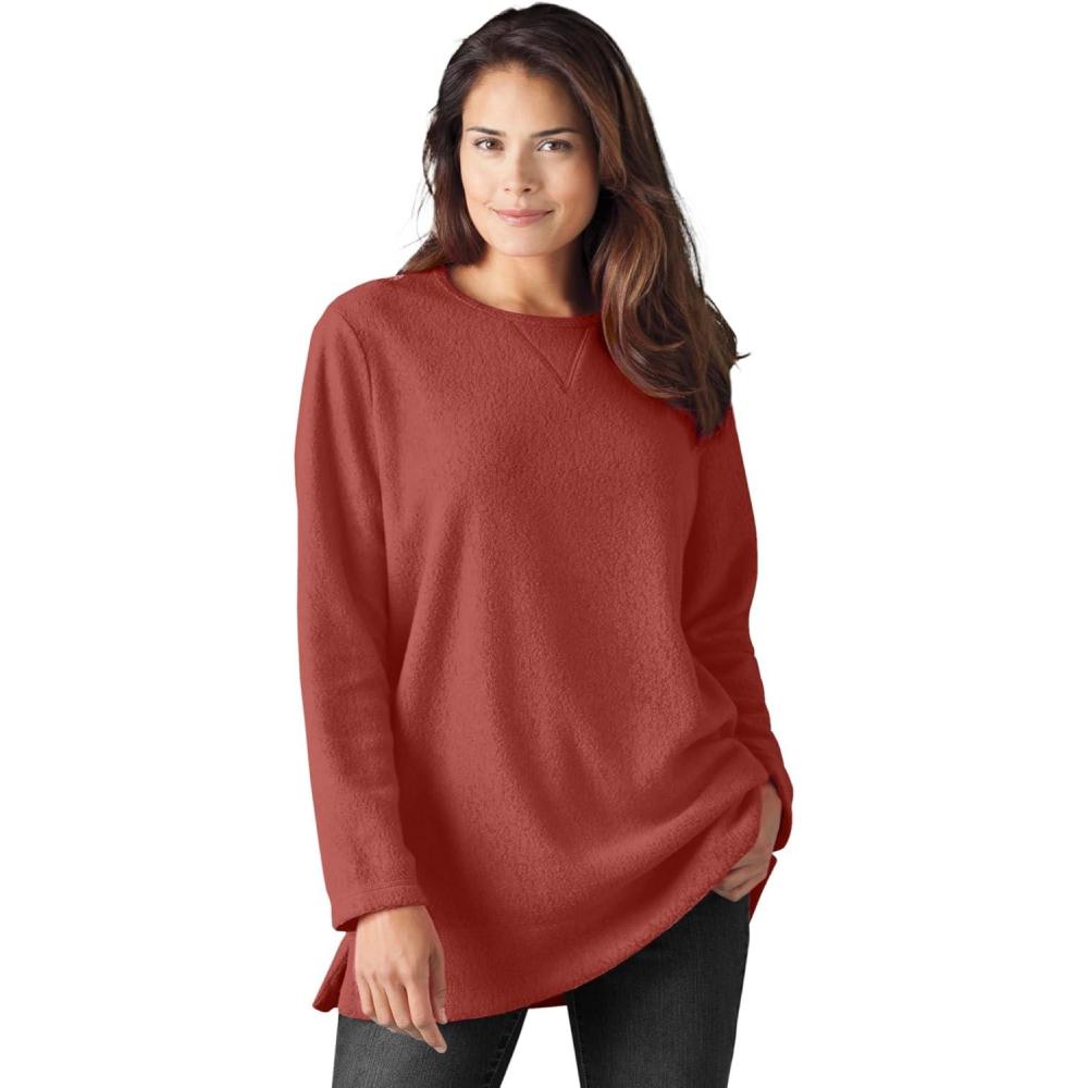 image:imageWoman Within Plus Size Sherpa SweatshirtRed Ochre