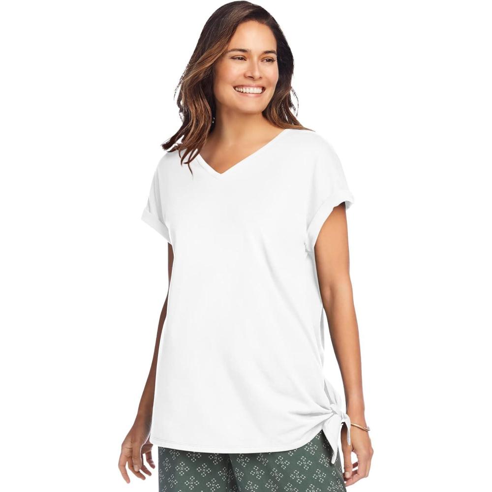 image:imageWoman Within Plus Size Side Tie Knit TeeWhite