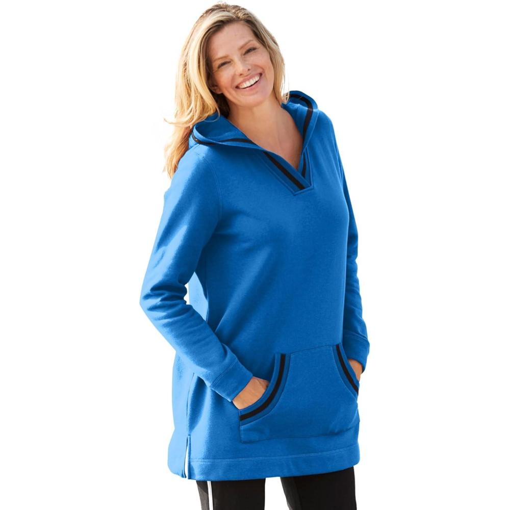 image:imageWoman Within Plus Size VNeck Hoodie SweatshirtBright Cobalt