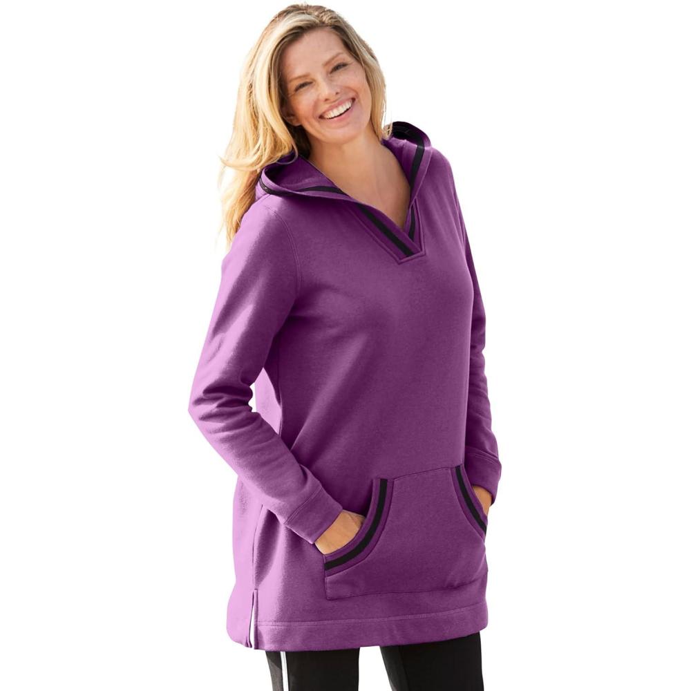 image:imageWoman Within Plus Size VNeck Hoodie SweatshirtPlum Purple
