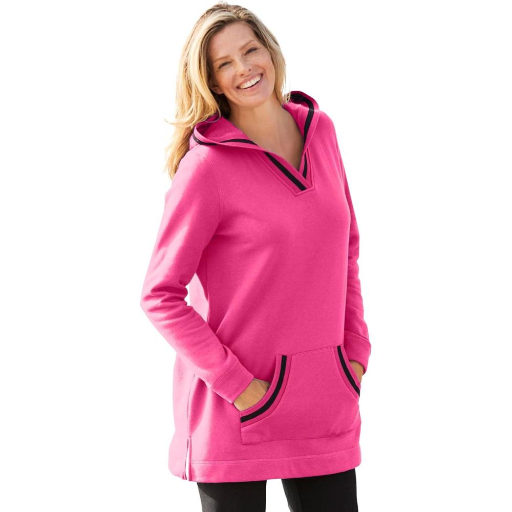 image:imageWoman Within Plus Size VNeck Hoodie SweatshirtRaspberry Sorbet