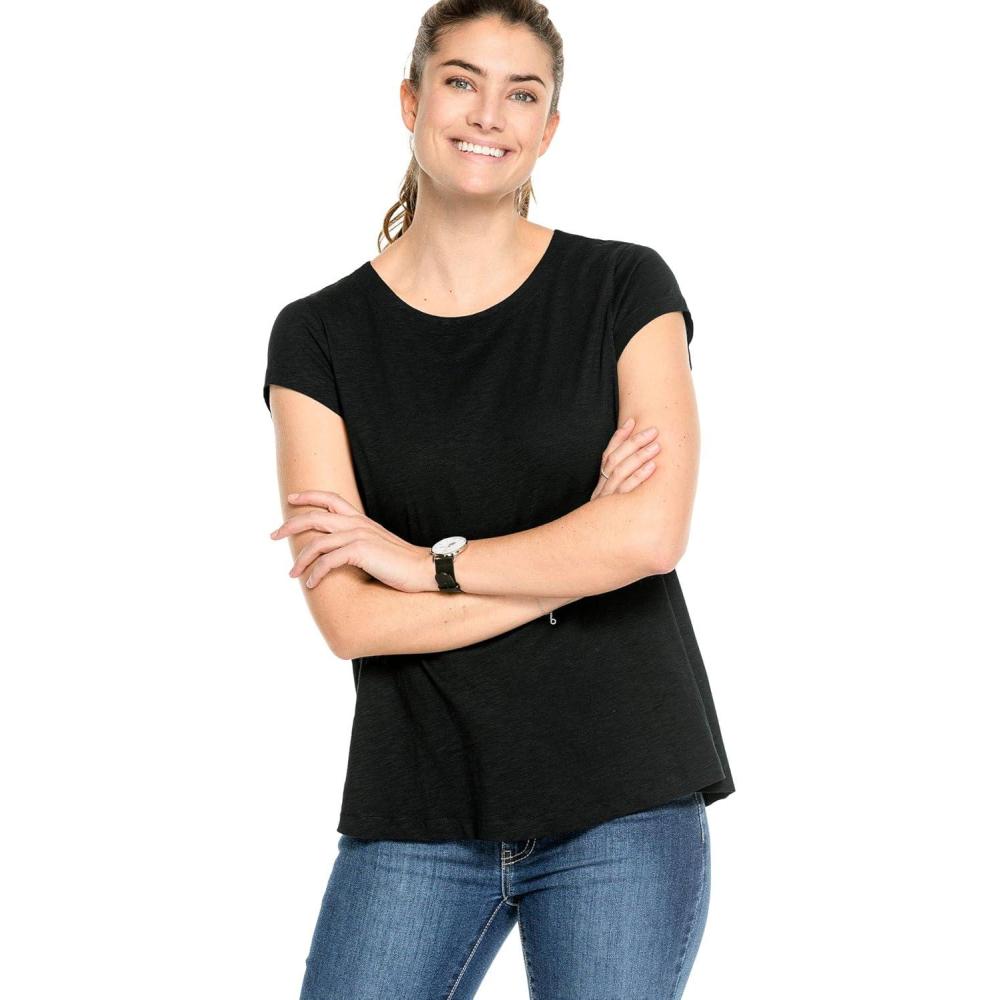 image:imageellos Plus Size Cotton Jersey Slub Cap Sleeve Trapeze TeeBlack