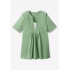 Woman Within Plus Size 7-Day Layer-Look Elbow-Sleeve Tee(Deep Cobalt Butterflies)