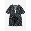 Woman Within Plus Size 7-Day Layer-Look Elbow-Sleeve Tee(Soft Iris Ditsy Bouquet)